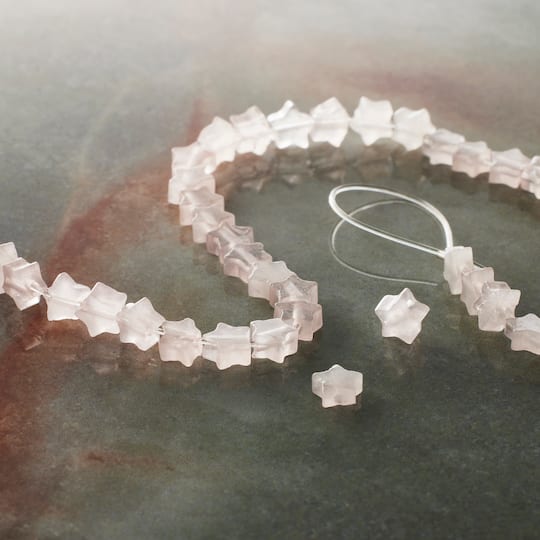 12 Pack: Pink Dyed Rose Quartz Star Beads, 4mm by Bead Landing™